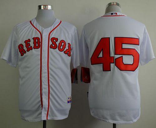 Red Sox #45 Pedro Martinez White Cool Base Stitched MLB Jersey - Click Image to Close